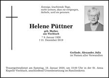 Traueranzeige Helene Püttner