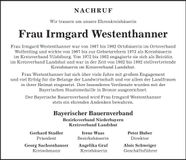 Traueranzeige Irmgard Westenthanner