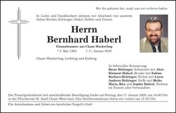Traueranzeige Bernhard Haberl