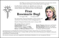 Traueranzeige Rosemarie Bugl