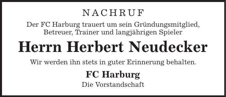 Traueranzeige Herbert Neudecker