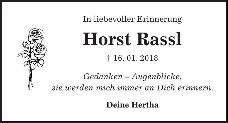 Traueranzeige Horst Rassl