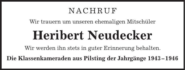 Traueranzeige Herbert Neudecker