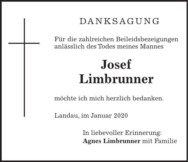 Traueranzeige Josef Limbrunner