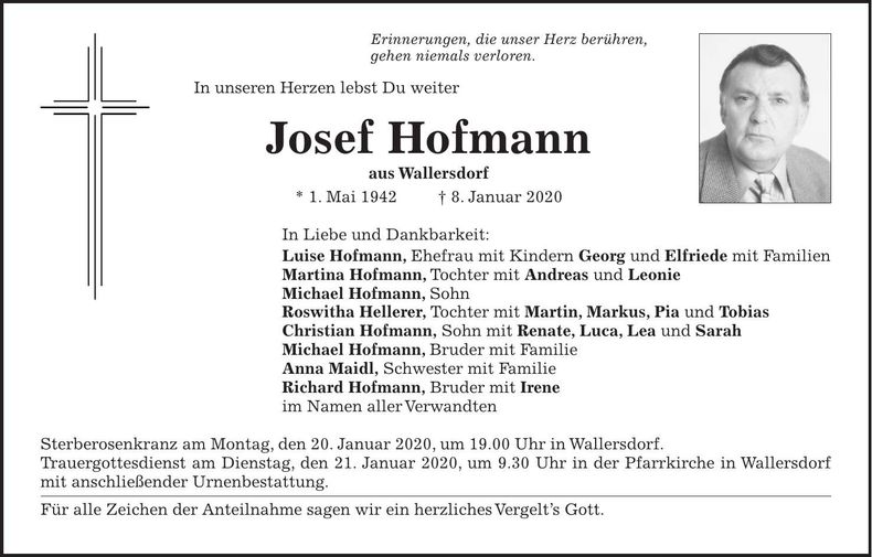 Traueranzeige Josef Hofmann