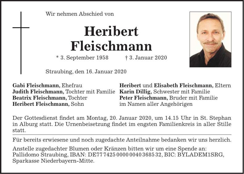 Traueranzeige Heribert Fleischmann