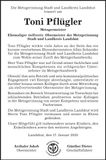 Traueranzeige Toni Pflügler