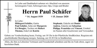 Traueranzeige Paul Schäfer