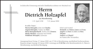 Traueranzeige Dietrich Holzapfel
