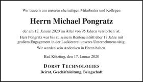 Traueranzeige Michael Pongratz