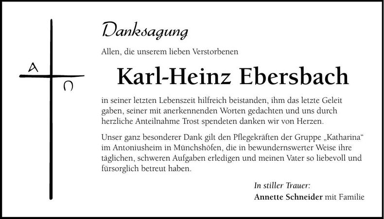 Traueranzeige Karl-Heinz Ebersbach