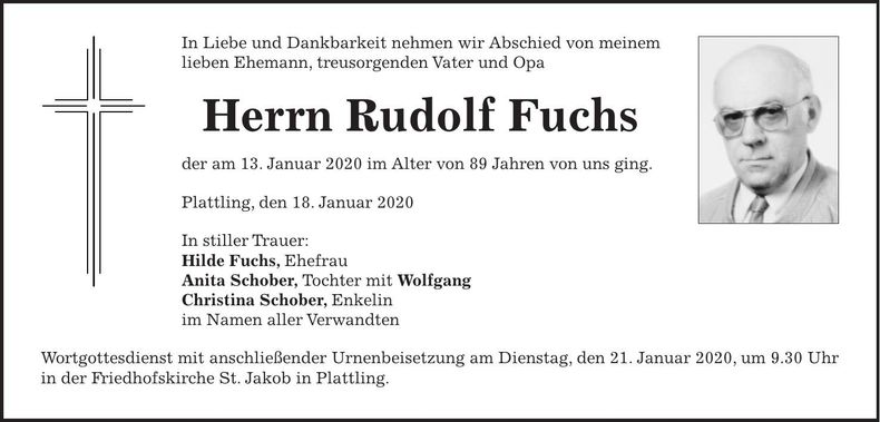 Traueranzeige Rudolf Fuchs