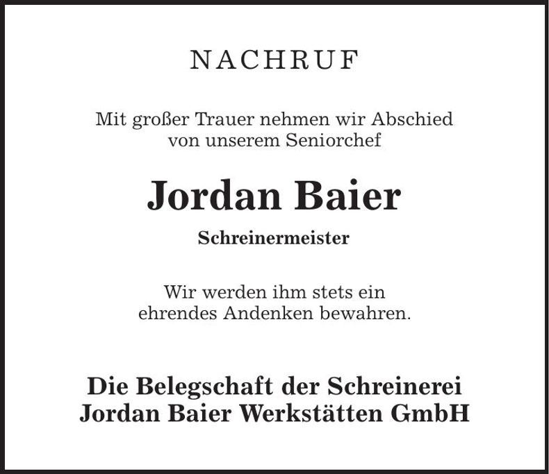 Traueranzeige Jordan Baier
