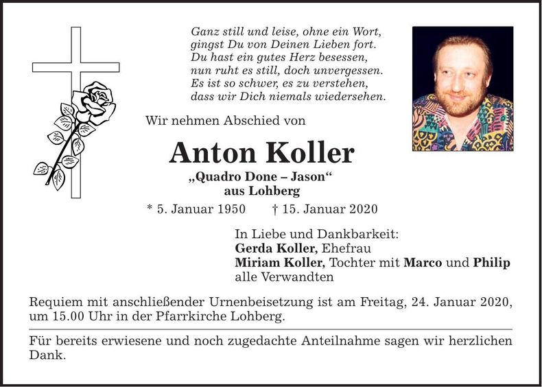 Traueranzeige Anton Koller