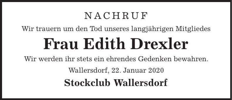 Traueranzeige Edith Drexler
