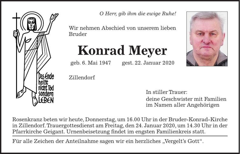Traueranzeige Konrad Meyer