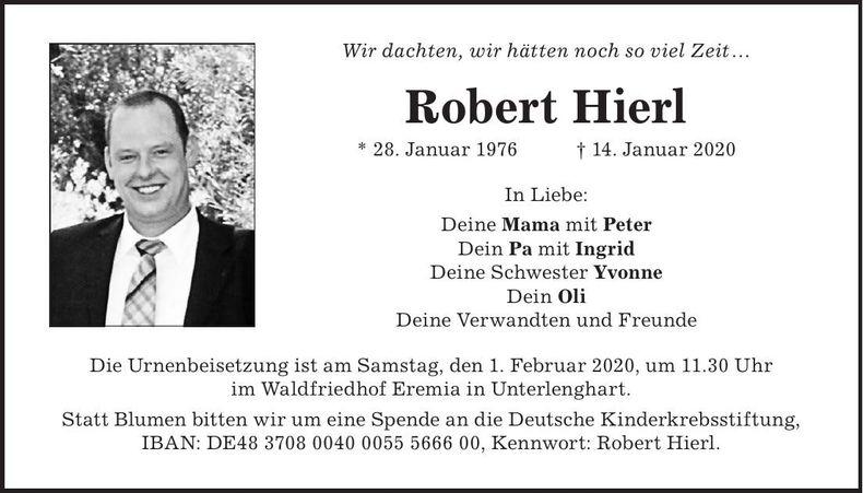 Traueranzeige Robert Hierl