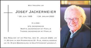 Traueranzeige Josef Jackermeier