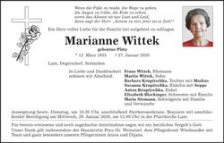 Traueranzeige Marianne Wittek