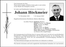 Traueranzeige Johann Höckmeier