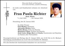 Traueranzeige Paula Richter