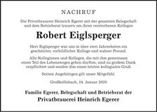 Traueranzeige Robert Eiglsperger