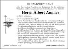 Traueranzeige Albert Ammer