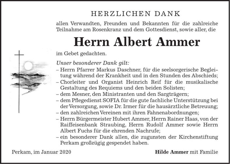 Traueranzeige Albert Ammer