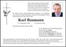 Traueranzeige Karl Baumann
