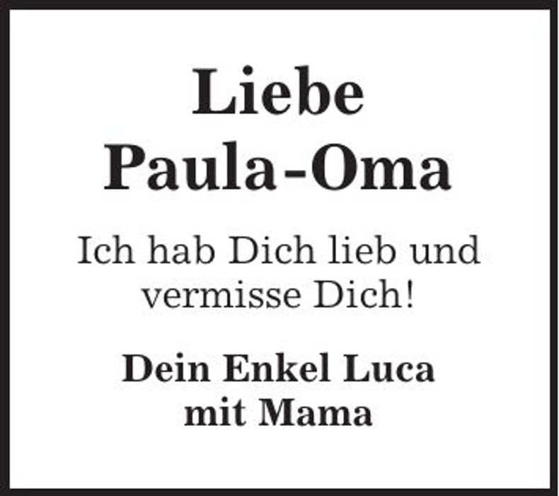 Traueranzeige Paula Richter