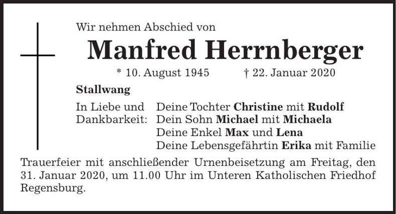 Traueranzeige Manfred Herrnberger