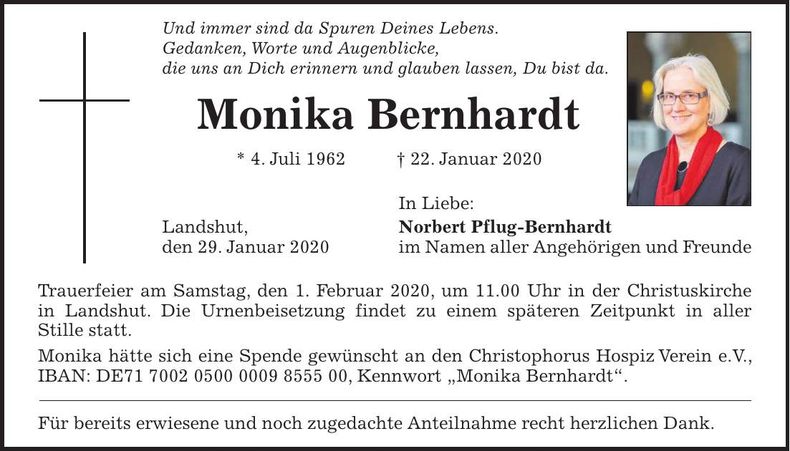 Traueranzeige Monika Bernhardt