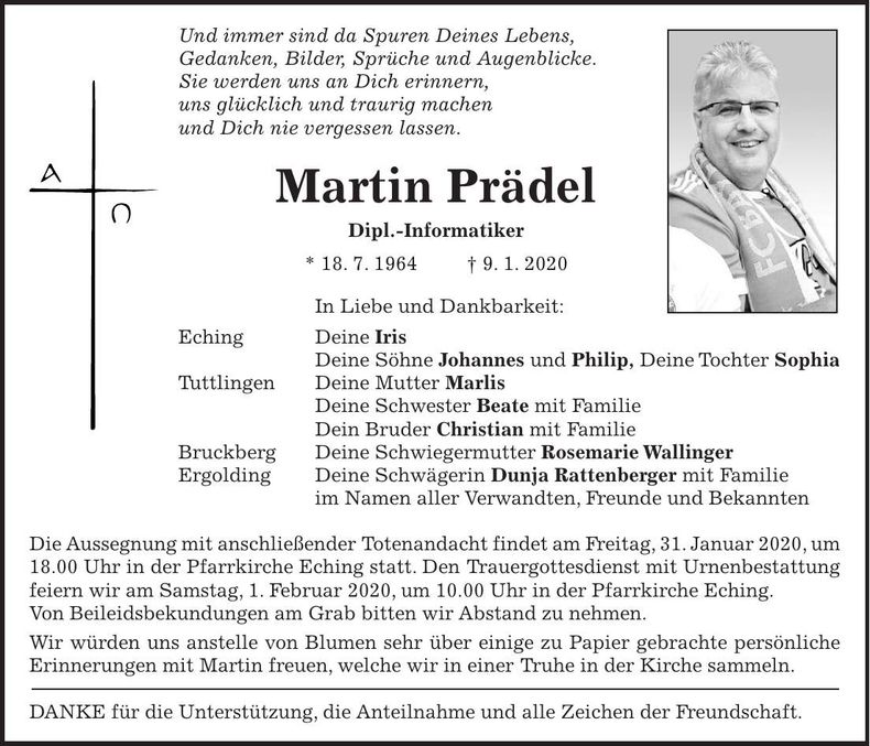 Traueranzeige Martin Prädel