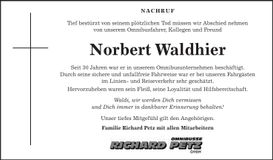Traueranzeige Norbert Waldhier