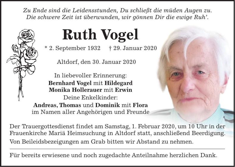 Traueranzeige Ruth Vogel