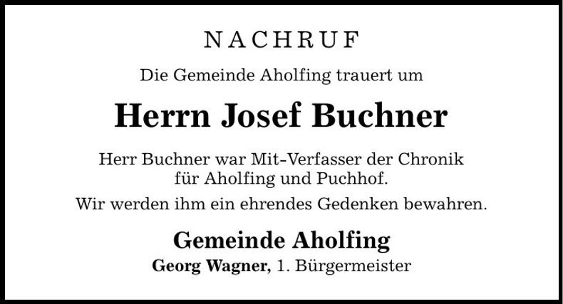 Traueranzeige Josef Buchner