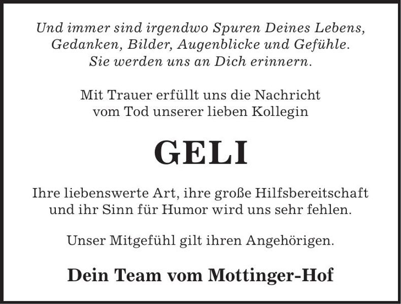 Traueranzeige Angelika Fredlmeier