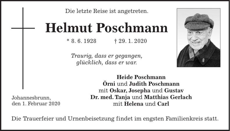 Traueranzeige Helmut Poschmann
