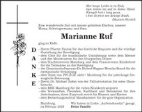Traueranzeige Mariann Ruf