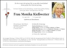 Traueranzeige Monika Kießwetter