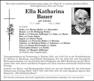 Traueranzeige Ella Katharina Bauer