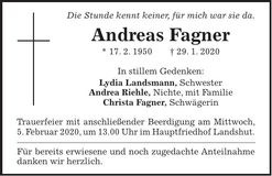 Traueranzeige Andreas Fagner