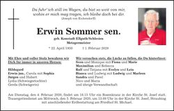 Traueranzeige Erwin Sommer