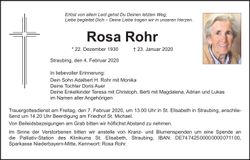 Traueranzeige Rosa Rohr