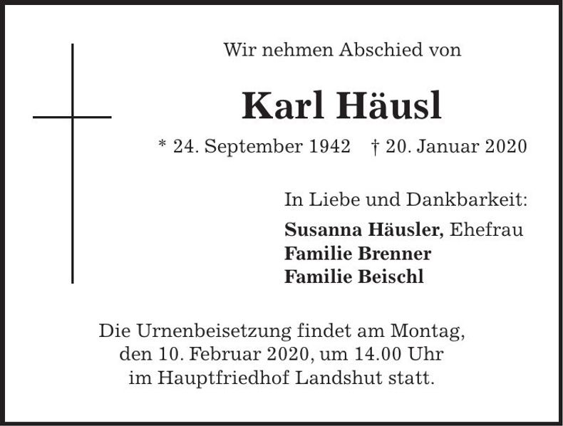 Traueranzeige Karl Häusl