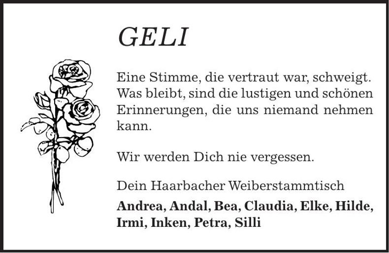 Traueranzeige Angelika Fredlmeier