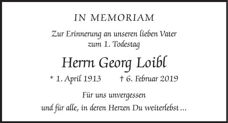 Traueranzeige Georg Loibl