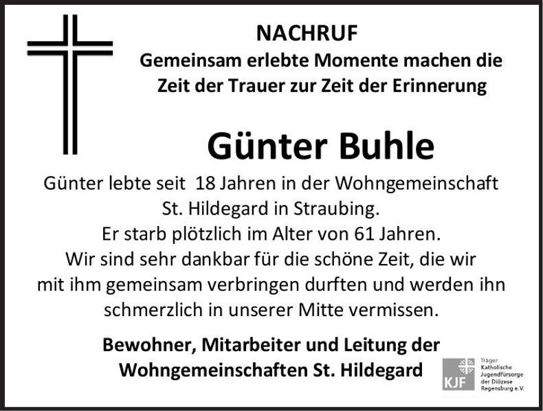Traueranzeige Günter Buhle