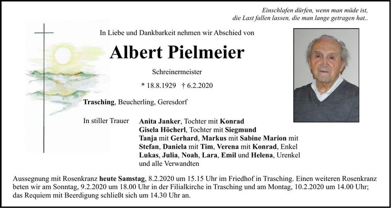 Traueranzeige Albert Pielmeier