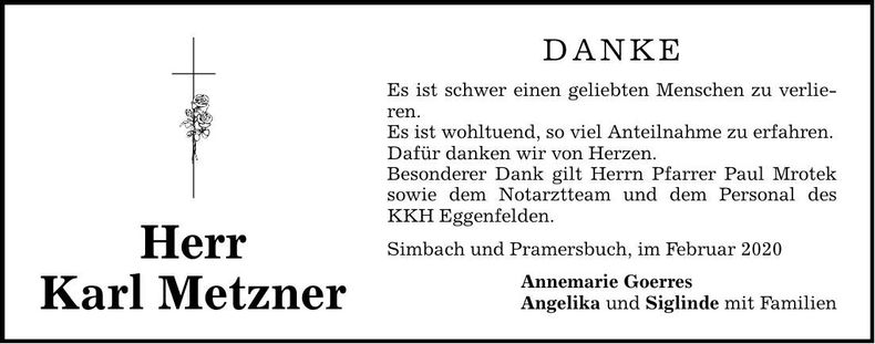 Traueranzeige Karl Metzner